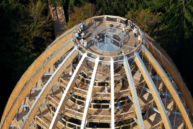 tree top, eco-tourism, eco travel, green destinations, world's longest treetop walkway, egg-shaped walkway, Germany, Bavarian Forest National Park, riskless adventure, nature, spiraling walkway, green design, sustainable design, eco design