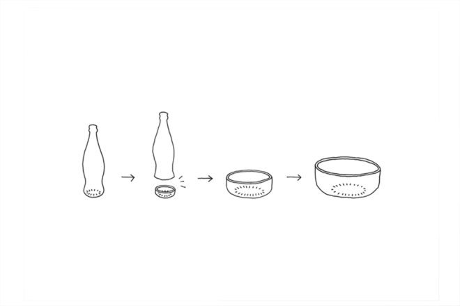 Bottleware, Japanese Design, Tokyo, Nendo, Recycled materials, Dishware, Glass blowing, Coca-cola, Artisan