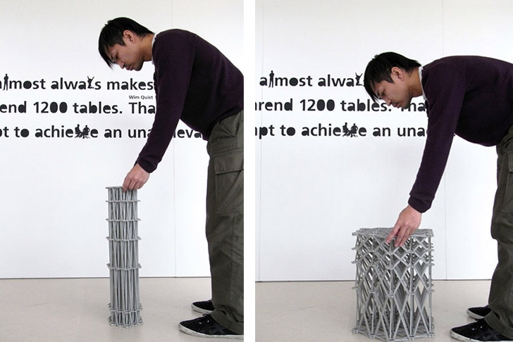 Yuya Ushida, XXXX_SOFA, Royal Ahrend NV, Recycled Plastic Bottles, transformable furniture, collapsible furniture, Design Academy of Eindhoven, building method, green furniture, Transforming Furniture, Recycled Materials,