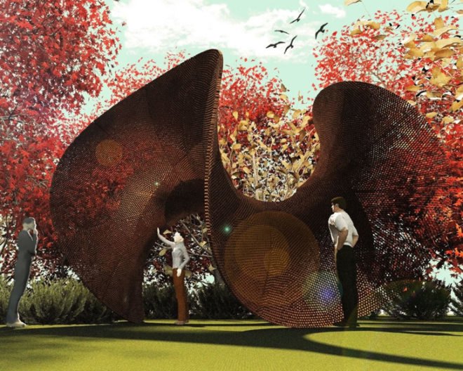 green design, eco design, sustainable design, FIGMENT Festival, Jason Klimoski, Lesley Chang, Head in the Clouds, Recycled art, Governors Island, HuycKurlanDowling, MTQTHSS, Fodder Form Pavilion, Maria Mingallon, Enneper Pavilion