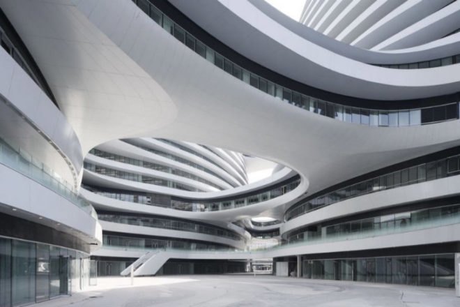 Galaxy Soho, Zaha Hadid, beijing, mixed-use complex, leed silver, natural daylighting, retail complex
