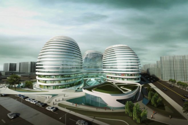 Galaxy Soho, Zaha Hadid, beijing, mixed-use complex, leed silver, natural daylighting, retail complex