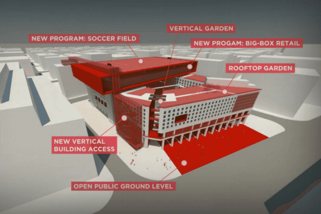 Gensler's Hackable Buildings, gensler, green renovation, office of the future, eco office, j. edgar hoover building, union bank building