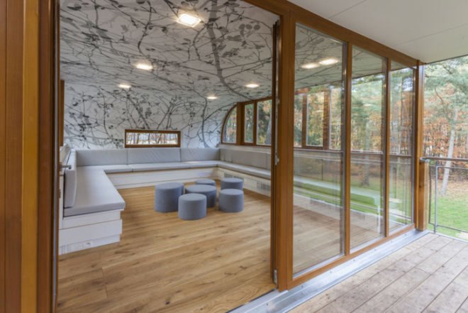 Baumraum Architects, Hechtel-Eksel Treehouse, self-sufficient treehouses, eco-friendly retreats, floating houses, German architects, energy efficient conference center