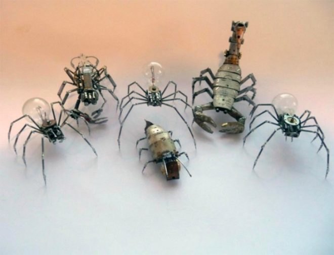 eco design, justin gershenson-gates, sustainable design, mechanical insects, salvaged materials, used materials, green design