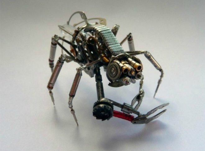 eco design, justin gershenson-gates, sustainable design, mechanical insects, salvaged materials, used materials, green design