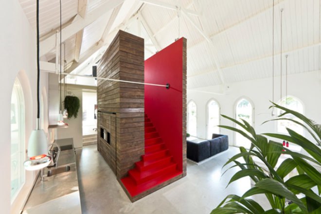 The Netherlands, Haarlo, Leijh Kappelhoff Seckel van den Doppelsteen Architecten, church, historic, renovation, residence, loft, God’s Loftstory, shipping container, green roof, garden
