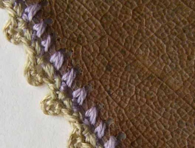 susanna bauer, crochet, embroidery, organic, natural objects, detail, leaf