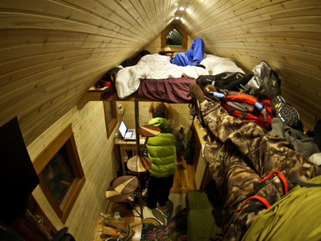 Livin Tiny, Sidecountry Sessions, tiny house, outdoor research, small space living, right on brother films, sam giffin, zack giffin, skiing,