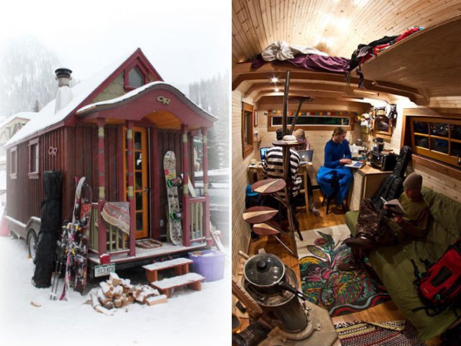 Livin Tiny, Sidecountry Sessions, tiny house, outdoor research, small space living, right on brother films, sam giffin, zack giffin, skiing,