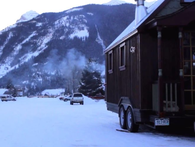 Livin Tiny, Sidecountry Sessions, tiny house, outdoor research, small space living, right on brother films, sam giffin, zack giffin, skiing,