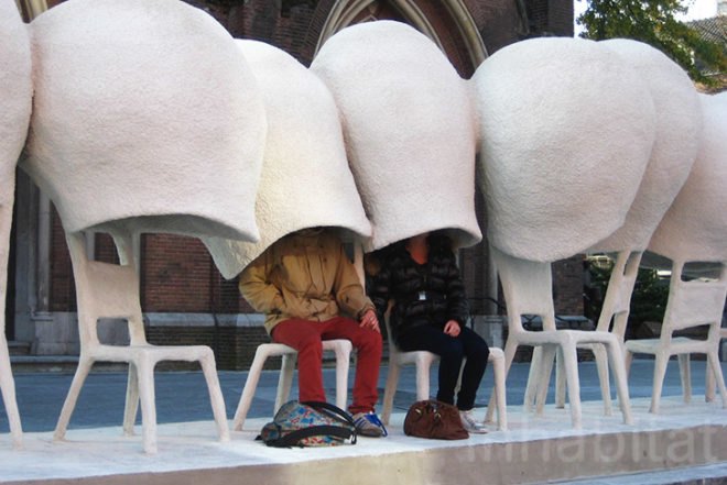 Nacho Carbonell, Communication Line, Dutch Design Week, chicken wire, public art, sofa, social, Eindhoven, recycled paper, Ana Lisa Alperovich