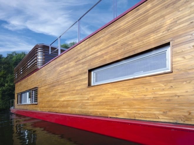 SayBoat, Milan Řídký, Czech Republic, floating houses, LED lighting, minimalist design, house boat, boat house, beech wood, sustainable beech, daylighting, floor heating, fireplace, loft, sustainable design, green design, eco-design