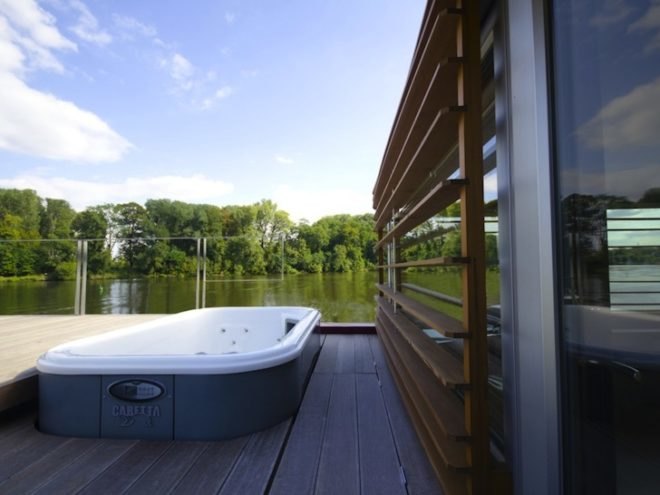 SayBoat, Milan Řídký, Czech Republic, floating houses, LED lighting, minimalist design, house boat, boat house, beech wood, sustainable beech, daylighting, floor heating, fireplace, loft, sustainable design, green design, eco-design