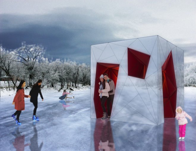 green design, eco design, sustainable design, warming hut, Ice Womb, Ice Skating hut,Virginia Melnyk