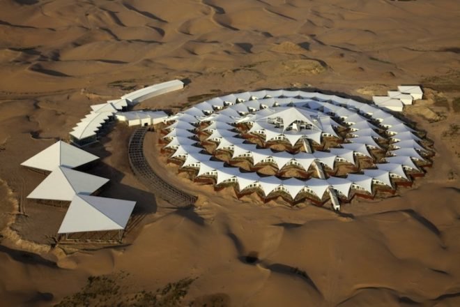 net zero, PLaT Architects, china, desert design, Xiangshawan Desert, green design, sustainable design, eco-design, local materials, prefabricated design, desert architecture, China, Xiangshawan Desert