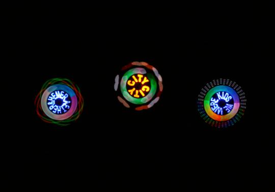 Aether and Hemera, POV, Persistence of Vision, led, light emitting diode, eco art, green art, lighting installation, sustainable design, green design