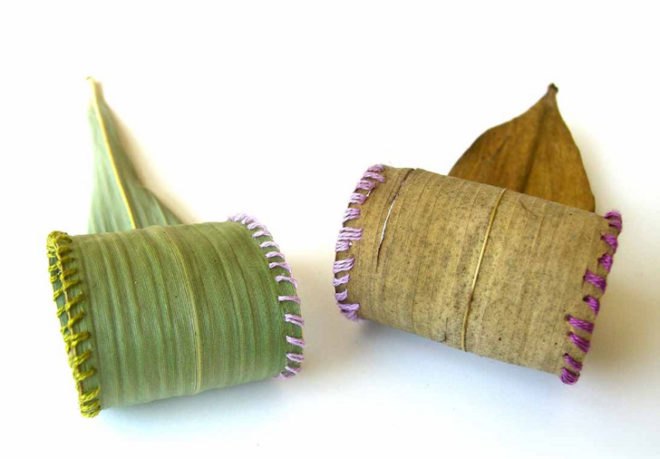 susanna bauer, crochet, embroidery, organic, natural objects, bamboo rolls