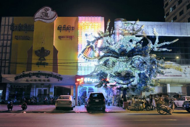 cambodian trees, clement briend, deities, spirits, projection, cambodia, light