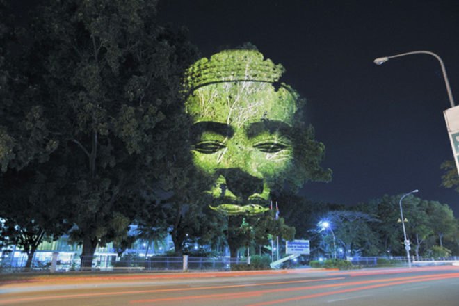 cambodian trees, clement briend, deities, spirits, projection, cambodia, light