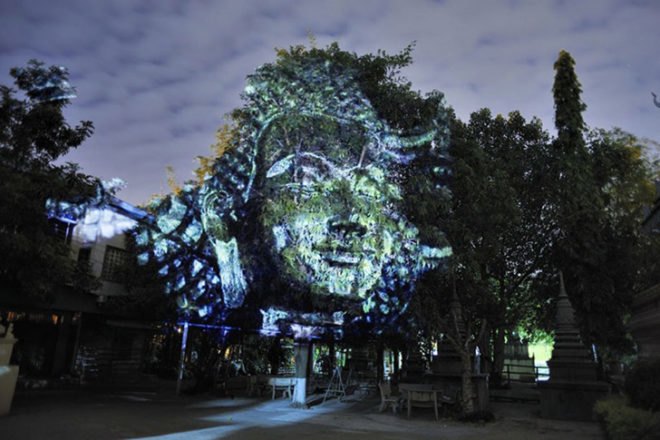 cambodian trees, clement briend, deities, spirits, projection, cambodia, light