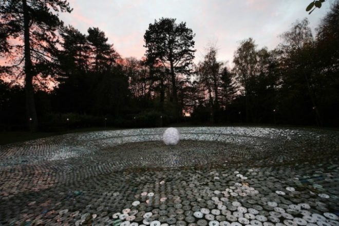 bruce munro, waddesdon manor, angel of light, blue moon, cd light installation, green art, sustainable artwork, green installations, light installation