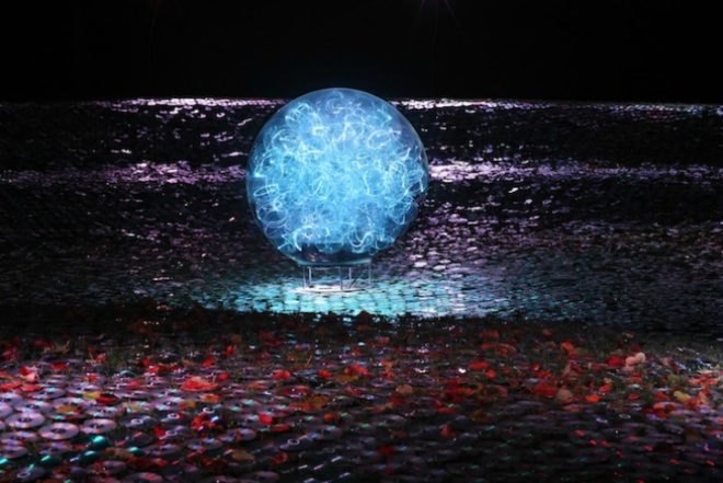 bruce munro, waddesdon manor, angel of light, blue moon, cd light installation, green art, sustainable artwork, green installations, light installation