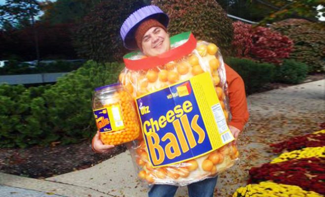 Barrel of Cheese Balls, Paul Zakrzewski, cheese balls, inhabitat halloween costume contest winners, halloween costume, costume contest, diy costume, eco-friendly costume, green halloween, green halloween 2012, halloween, inhabitat green halloween costume contest, sustainable costume, homemade halloween costume, halloween costume ideas, diy costume ideas, handmade halloween costumes, green halloween diy costume contest, barrel of cheese balls halloween costume, working camera halloween costume, photobooth halloween costume, zombie lego minifig halloween costume