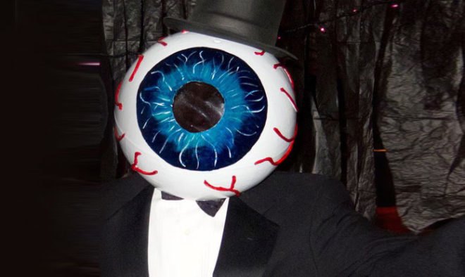 All-Seeying Eyeball Halloween Costume, Quin Doughty, Inhabitat Green Halloween Costume Contest 2012 Finalists, inhabitat halloween costume contest finalists, halloween costume, costume contest, diy costume, eco-friendly costume, green halloween, green halloween 2012, halloween, inhabitat green halloween costume contest, sustainable costume, homemade halloween costume, halloween costume ideas, diy costume ideas, handmade halloween costumes, green halloween diy costume contest