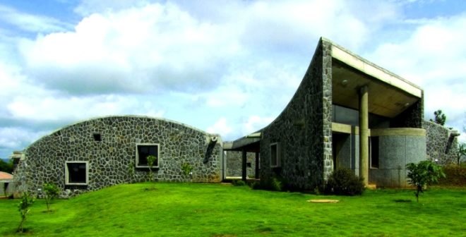 rolling hills, India, Pune, Maharashtra, Madhav Josh, boarding school, natural materials, daylighting, education, green design, passive design, sustainable design, skylights,