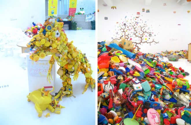 Hiroshi Fuji, Art, Recycled Materials, 3331 Arts Chiyoda, recycled toys, Mickey Mouse, Doraemon, japanese art, big scale installation