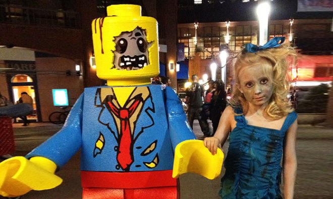 Lego Mini-figure Zombie Halloween Costume, Brack Lee, lego costume, lego halloween costume, Inhabitat Green Halloween Costume Contest 2012 Finalists, inhabitat halloween costume contest finalists, halloween costume, costume contest, diy costume, eco-friendly costume, green halloween, green halloween 2012, halloween, inhabitat green halloween costume contest, sustainable costume, homemade halloween costume, halloween costume ideas, diy costume ideas, handmade halloween costumes, green halloween diy costume contest