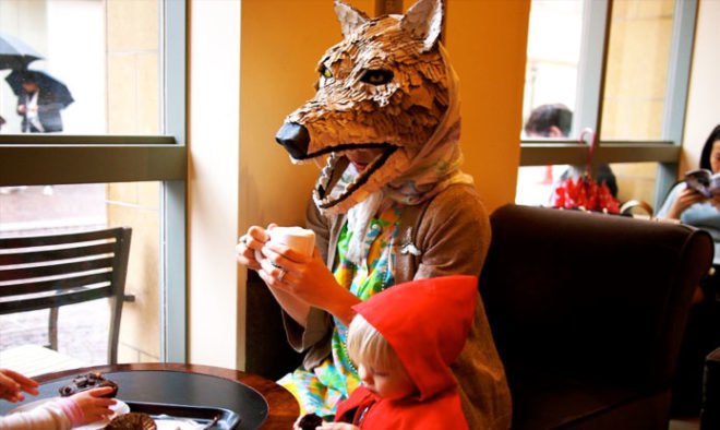 Little Red Riding Hood halloween costume, Big Bad Wolf Halloween Costume, Amber Dohrenwend, Inhabitat Green Halloween Costume Contest 2012 Finalists, inhabitat halloween costume contest finalists, halloween costume, costume contest, diy costume, eco-friendly costume, green halloween, green halloween 2012, halloween, inhabitat green halloween costume contest, sustainable costume, homemade halloween costume, halloween costume ideas, diy costume ideas, handmade halloween costumes, green halloween diy costume contest