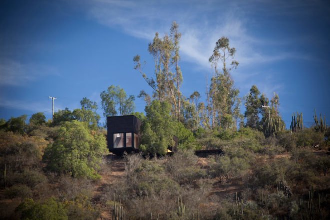 EMa Arquitectos, Casablanca, Chile, cabin, one-bedroom, Pangal Cabin, sustainable, Nautilus Constructora, plywood, steel construction, views, daylighting, solar energy, site design