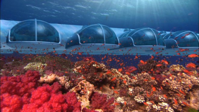 poseidon undersea resorts, underwater hotel, fiji hotel, unusual hotel, submerged house