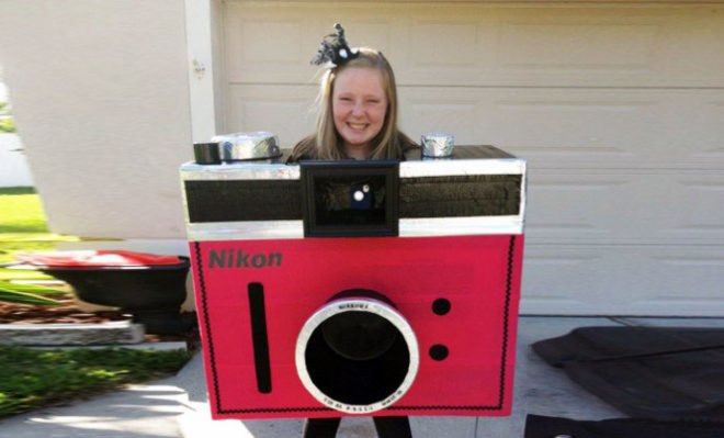 camera costume, costume contest, diy costume, diy costume ideas, eco friendly costume, green halloween, green halloween 2012, halloween, halloween costume, halloween costume ideas, handmade halloween costumes, homemade halloween costume, Inhabitat Green Halloween Costume Contest, nikon camera costume, renee adams, sustainable costume, working camera halloween costume