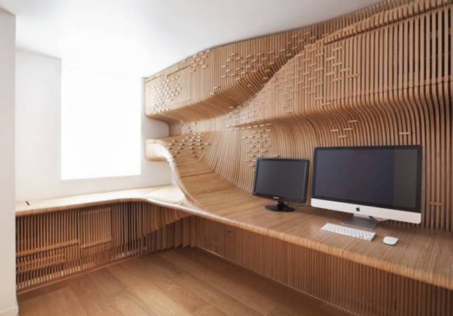 synthesis design + architecture, chelsea, led, cnc, world map, birch, wood, workspace, office, green interiors, sustainable design, green design, green architecture, sustainable architecture