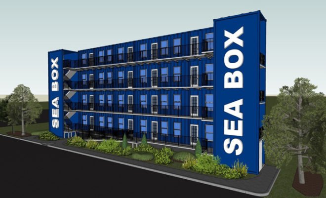 green design, eco design, sustainable design, Sea Box, shipping container homes, disaster relief, disaster shelter, Hurricane Sandy shelter, Department of Design and Construction