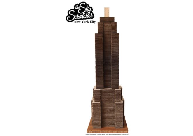 sky scratcher, cardboard cat scratcher, eco friendly cat scratcher, green design, eco design, sustainable design, green cat, eco cat