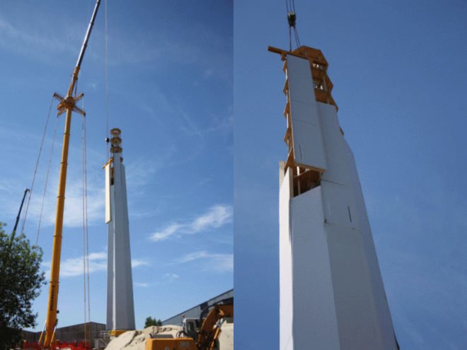 TimberTower, wooden wind turbine, Germany, Hanover, wind turbine tower, carbon emissions, steel, wind energy, renewable energy, first wood wind turbine, green design, sustainable design, wind power, wind energy, alternative energy