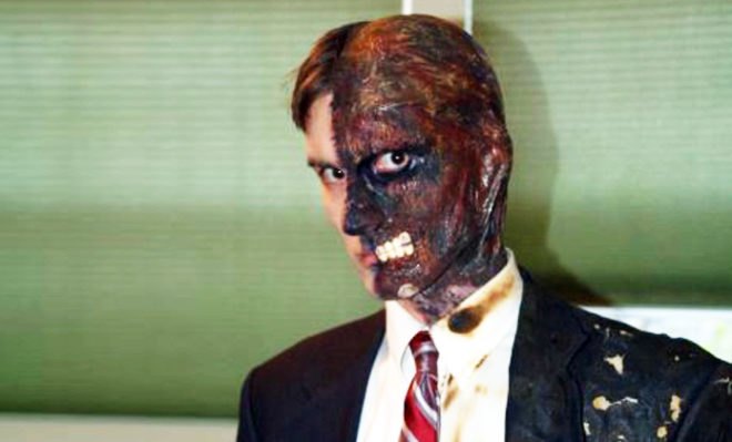 Two-Face Halloween Costume, Joseph Bertucci, inhabitat halloween costume contest winners, halloween costume, costume contest, diy costume, eco-friendly costume, green halloween, green halloween 2012, halloween, inhabitat green halloween costume contest, sustainable costume, homemade halloween costume, halloween costume ideas, diy costume ideas, handmade halloween costumes, green halloween diy costume contest, barrel of cheese balls halloween costume, working camera halloween costume, photobooth halloween costume, zombie lego minifig halloween costume