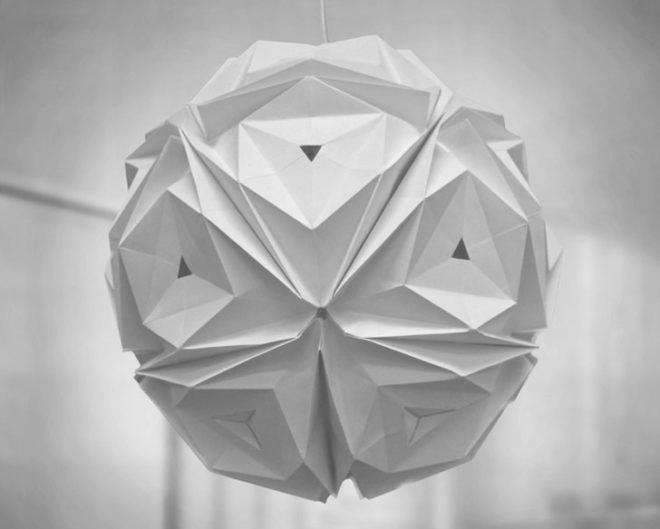 led lamp, paper lamp, led paper lamp, paper lanter, jiangmei wu, tacit design, folded lamps, folded light art, folded light, origami lamp, origami light