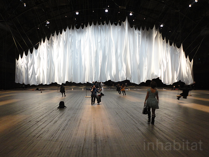 green design, eco design, sustainable design, Ann Hamilton, The event of the thread, Park Avenue Armory, interactive art installations NYC, swing art installation, Aristotle, trained pigeons