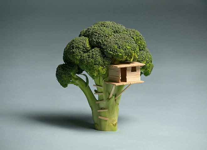 reen design, eco design, sustainable design, Brock Davis, Food photography, food art, edible art, hipster banana, banana trucker hat, broccoli treehouse, cucumber killer whale, Dark side of the Dorito, gummy bearskin rug