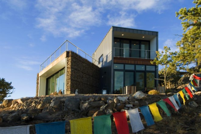 Buddhist Retreat, Imbue Design, gabion baskets, eco retreat, desert architecture, torrey, utah, eco home