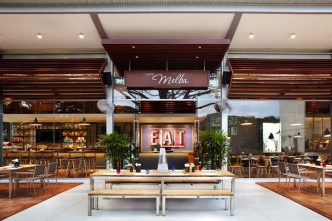 Cafe Melba, Goodman Arts Center, Singpore, eatery, Designphase dba, natural light, natural ventilation, daylighting, timber louvers, sustainable design, green design, eco-design, food