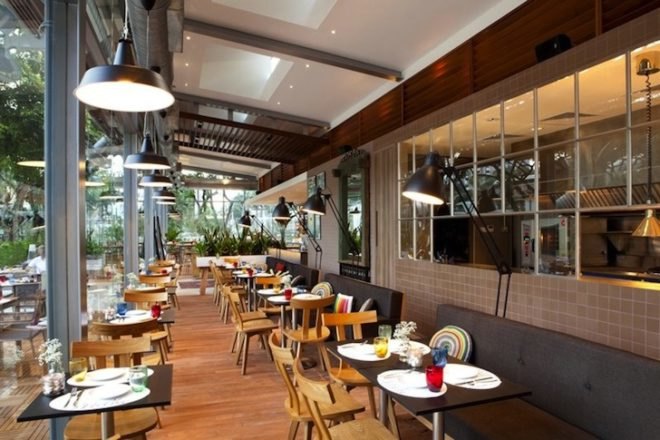 Cafe Melba, Goodman Arts Center, Singpore, eatery, Designphase dba, natural light, natural ventilation, daylighting, timber louvers, sustainable design, green design, eco-design, food