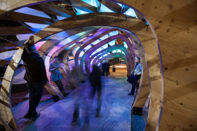 ColoniaTecne, Bios Design Collective, led lighting, temporary pavilion, san jose, biomimicry, nature-inspired design