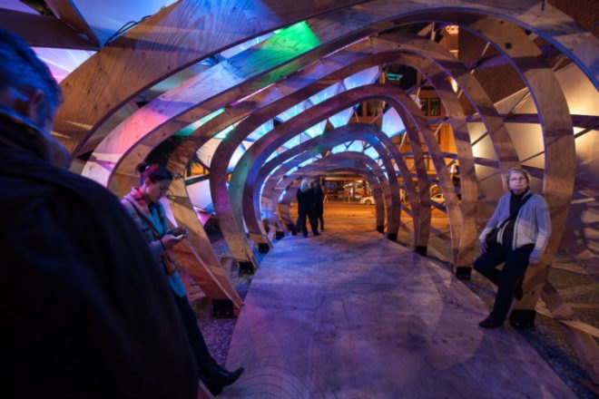 ColoniaTecne, Bios Design Collective, led lighting, temporary pavilion, san jose, biomimicry, nature-inspired design