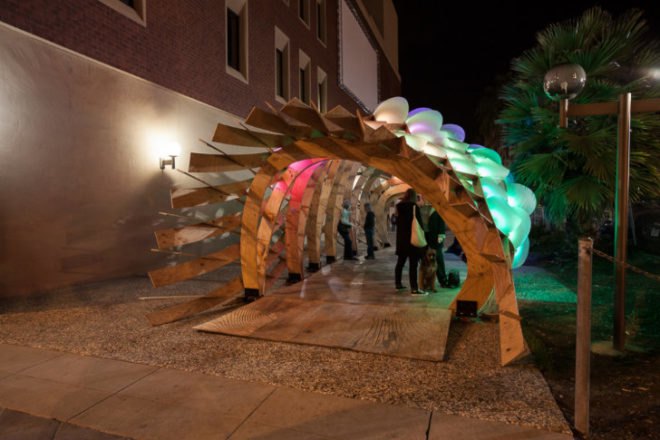 ColoniaTecne, Bios Design Collective, led lighting, temporary pavilion, san jose, biomimicry, nature-inspired design